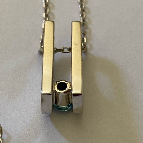 💎Blue real topaz stone silver trendy necklace - Picture 3 of 8